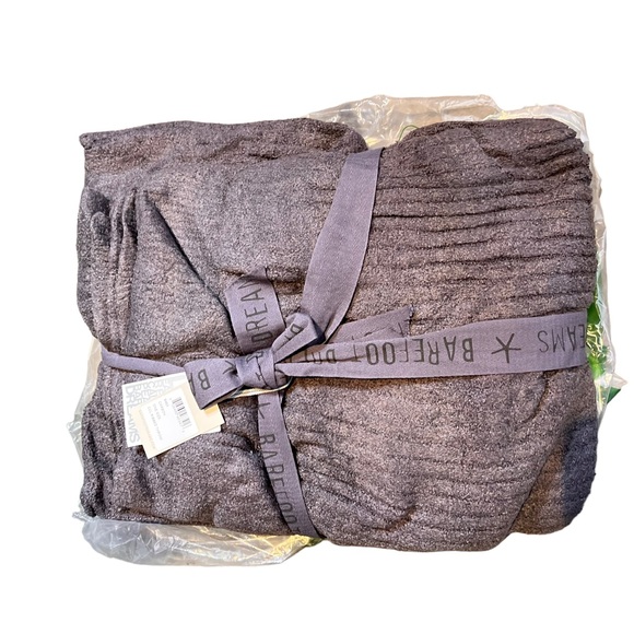 NEW Barefoot Dreams CozyChic Lite Ribbed Throw Blanket Charcoal - Picture 2 of 3